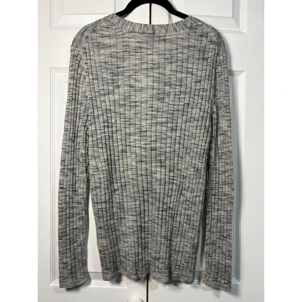 Banana Republic Men's XL Grey Marled 100% Extra Fine Merino Wool Ribbed Sweater